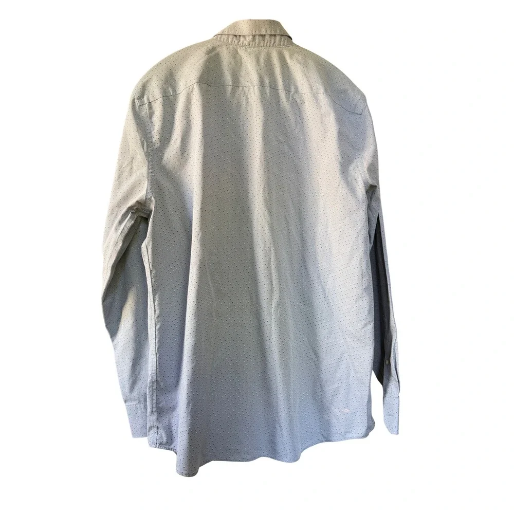 Banana Republic Mens Non-Iron Button Down Shirt Blue Geometric‎ Print Size L